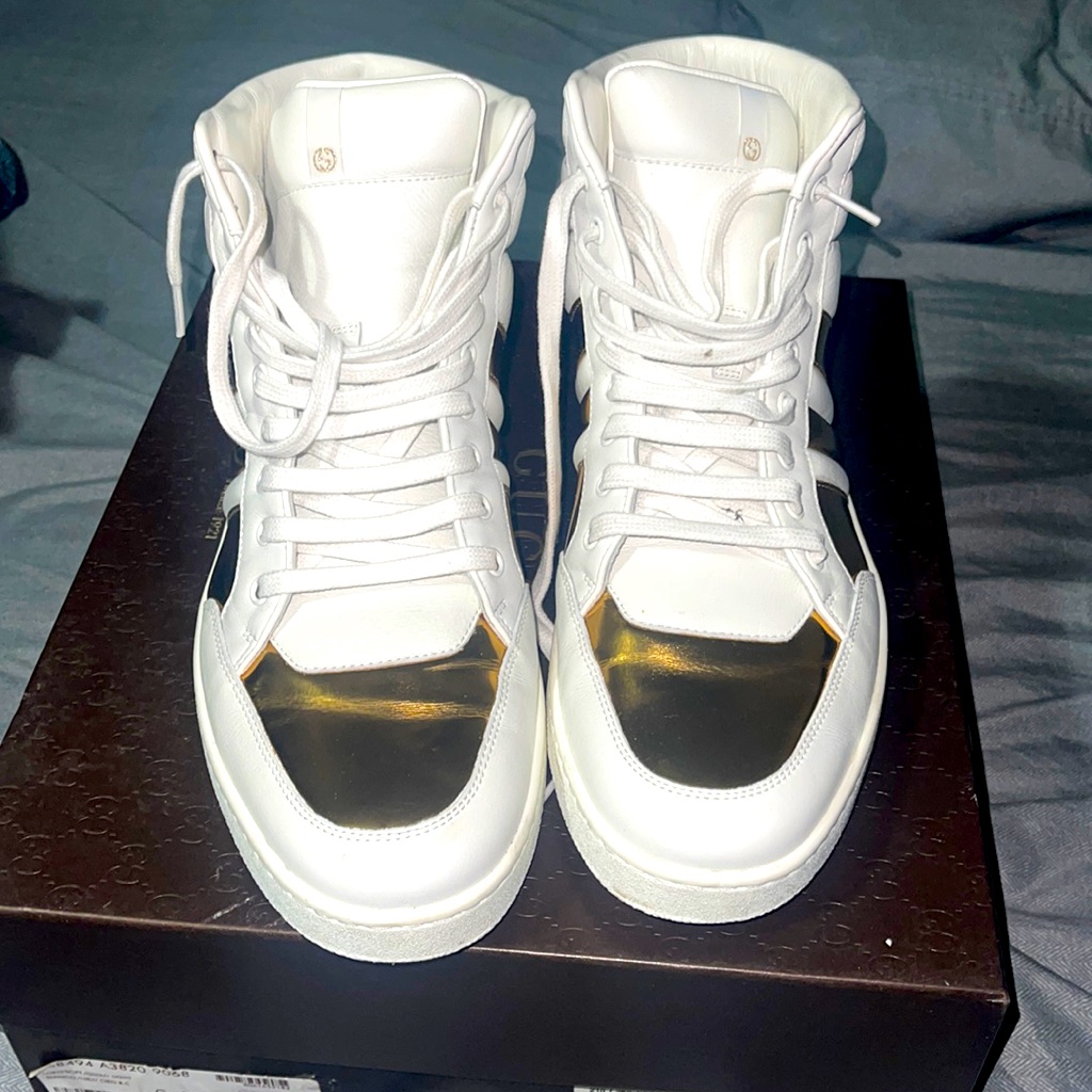 Gucci Men's High Top Contrast Padded Leather Sneaker Size Us10.5 100%Authentic.
